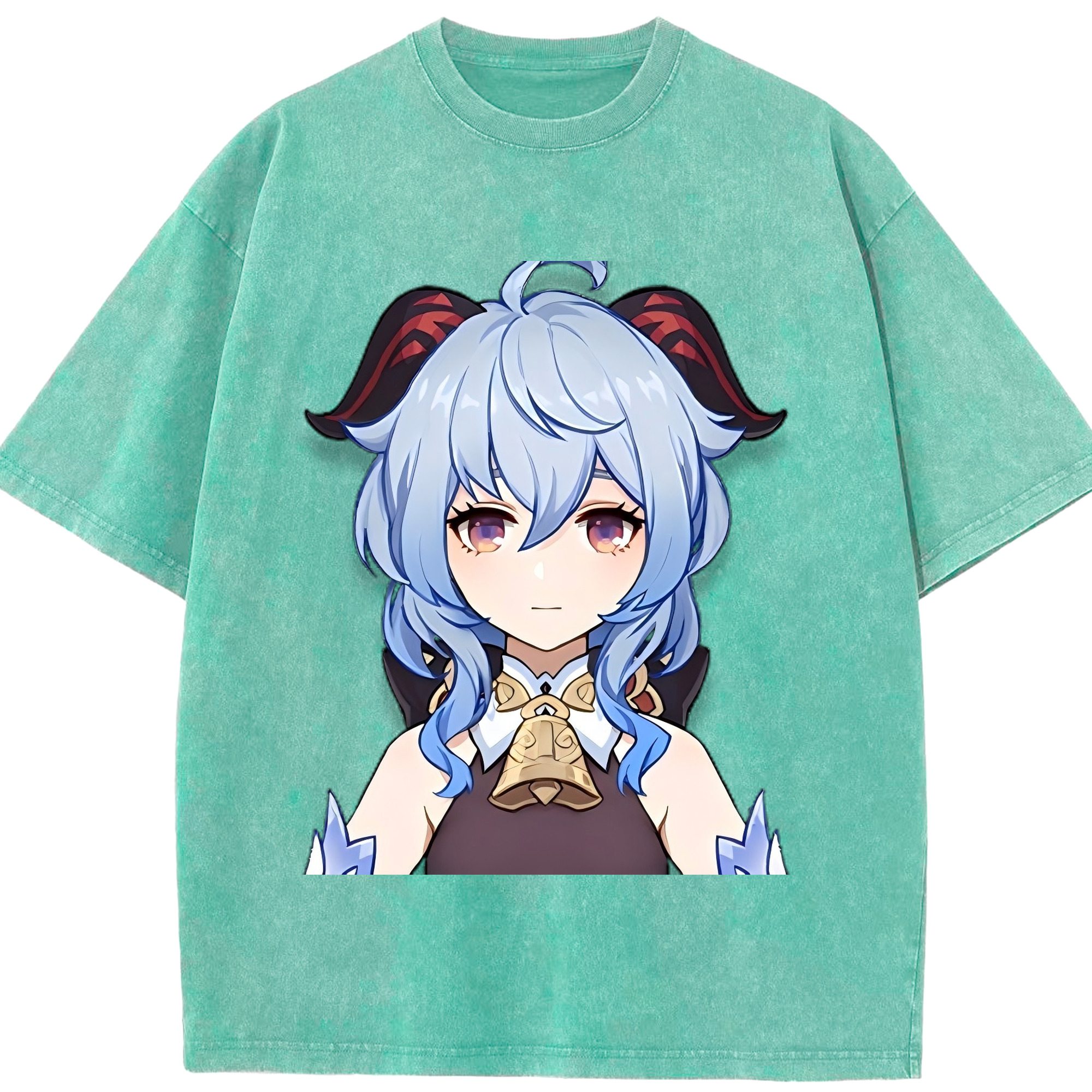 げんし神 甘雨 かんう genshin Ganyu 綿100% ヴィンテージ風 半袖Tシャツ（フロントプリント）